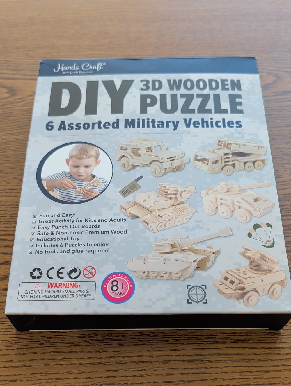 DIY 3D Wooden Puzzle - Natural Wood Military Vehicles